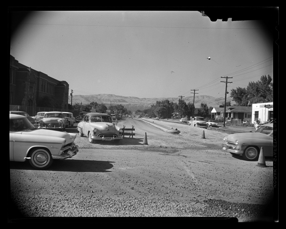 Median construction on Seventh East between 1700 South and 2100 South in 1959