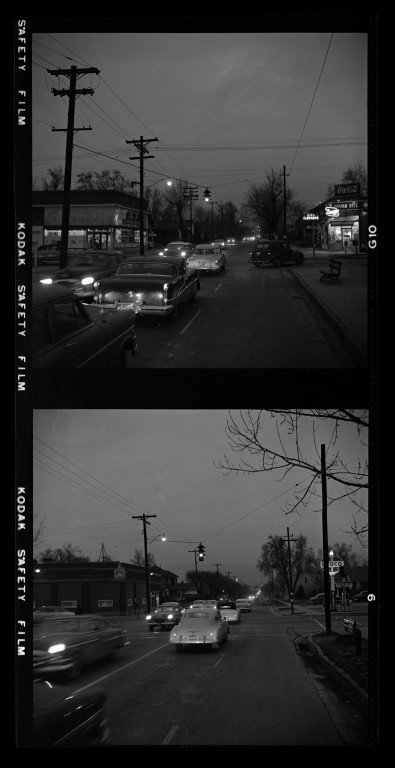 Automobile traffic on 700 East in Salt Lake City in January 1956
