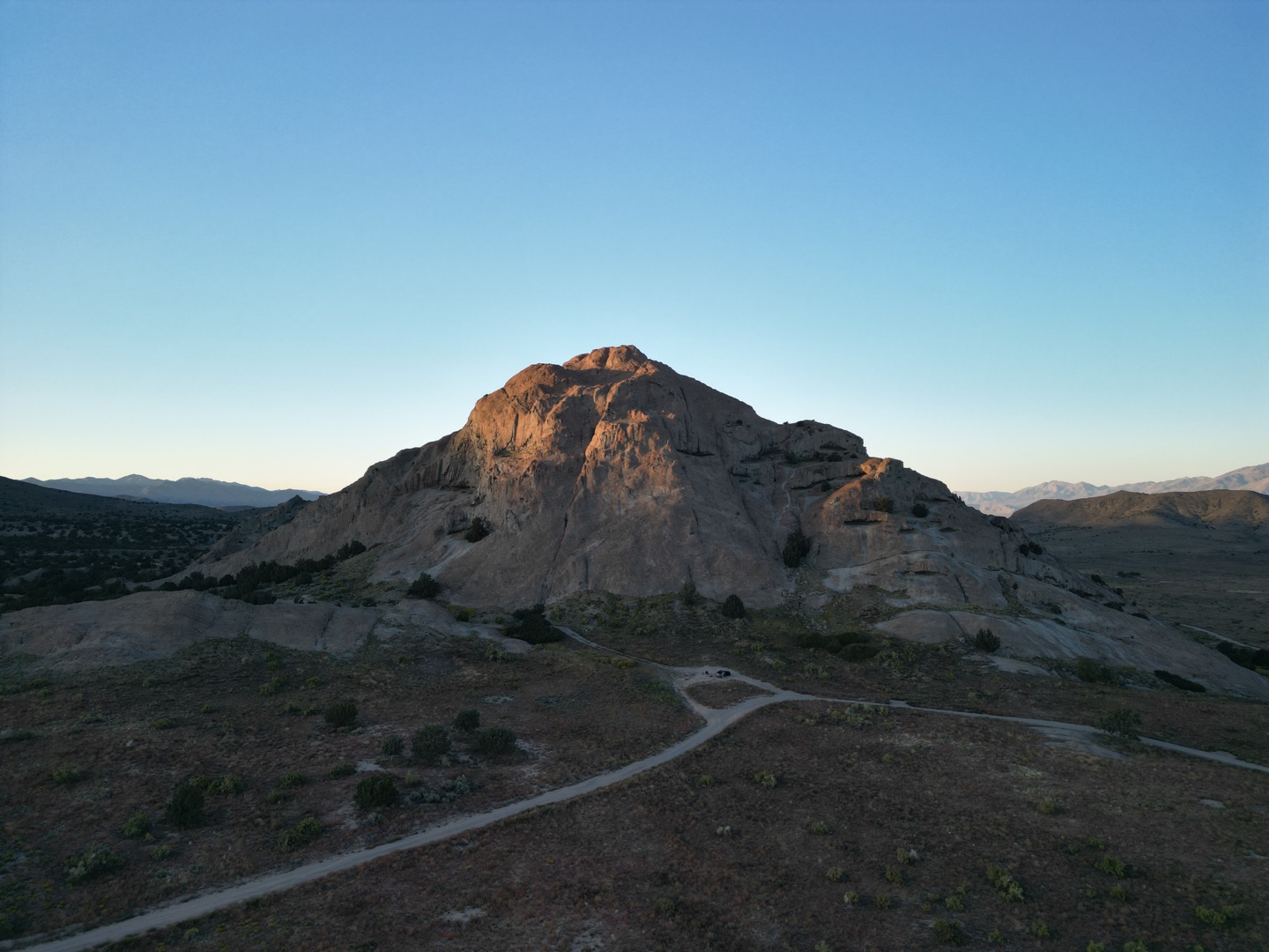 Rock formation in the West Desert at dusk